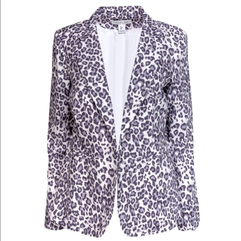 NWOT Rachel Zoe Snow Leopard Linen Blend Blazer - M